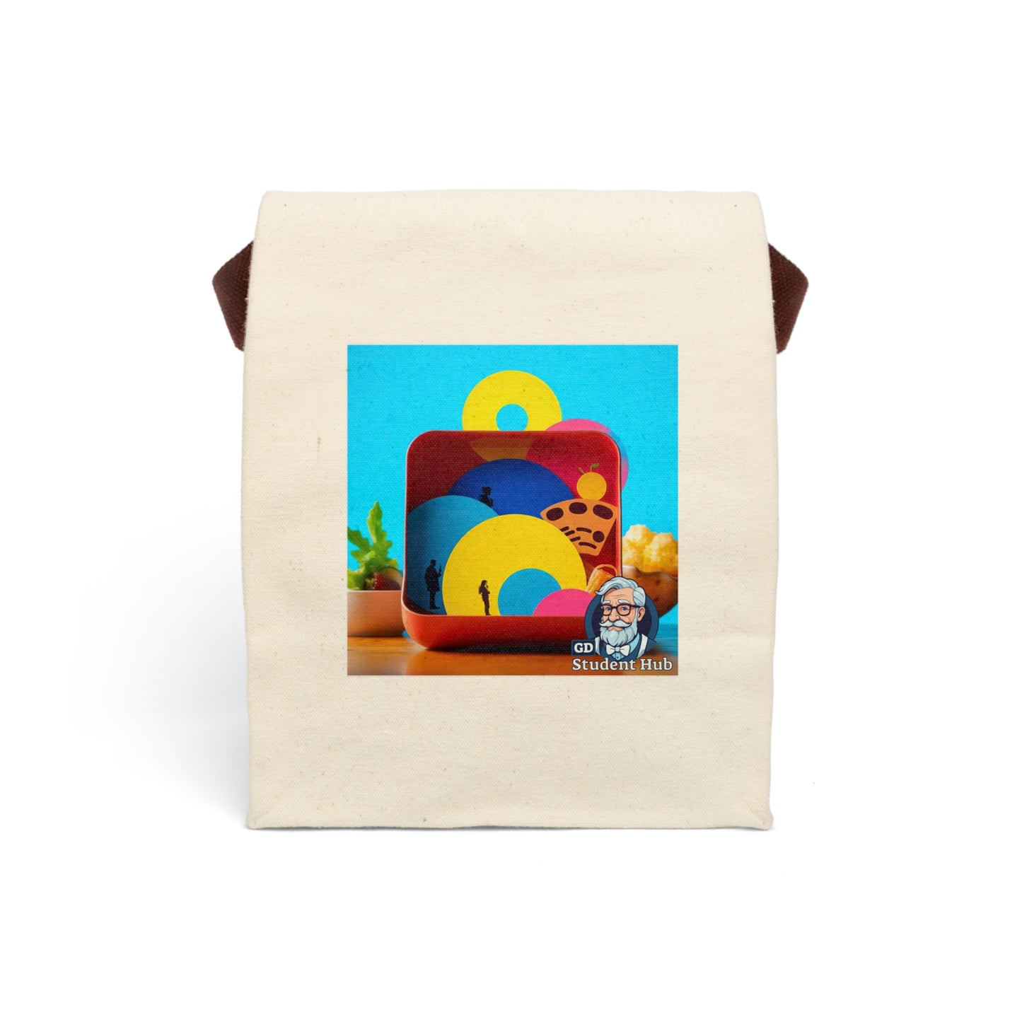Retro Vibes: Canvas Lunch Bag with Strap