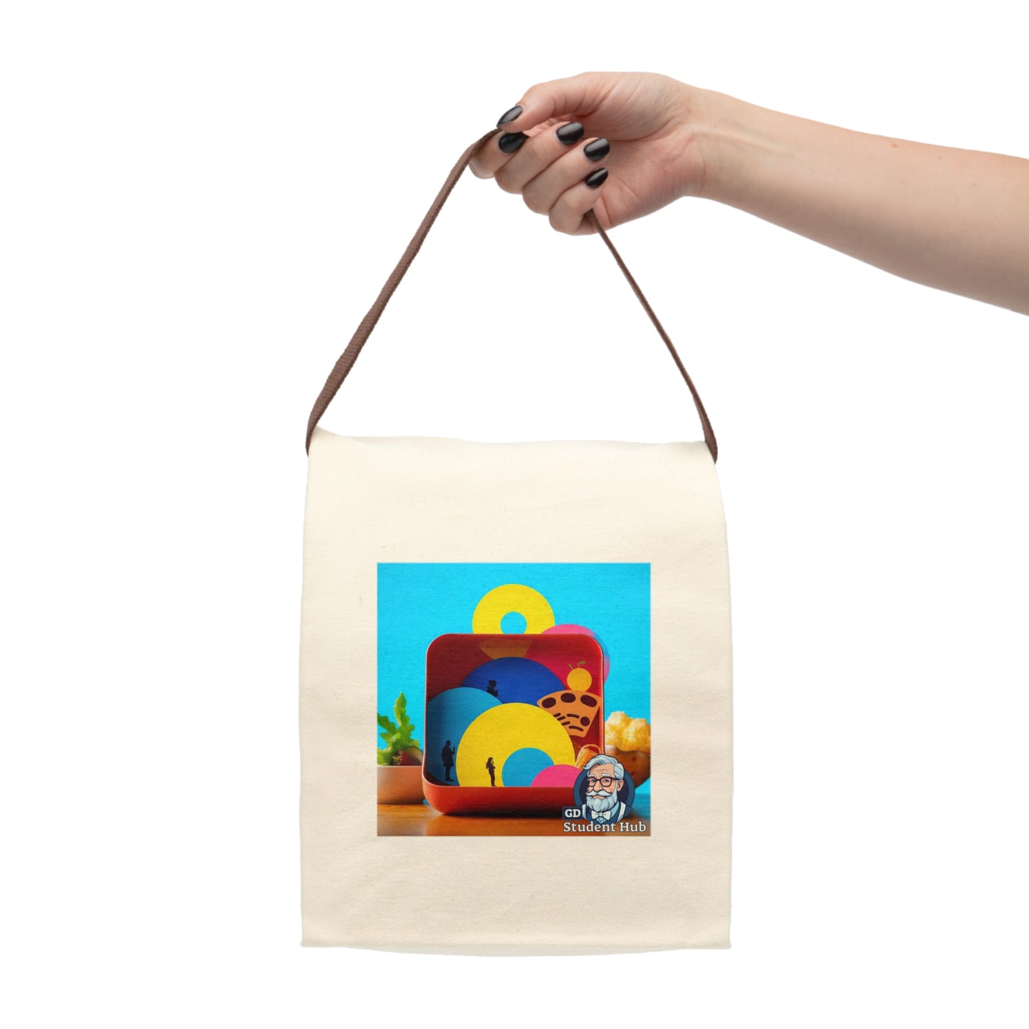 Retro Vibes: Canvas Lunch Bag with Strap