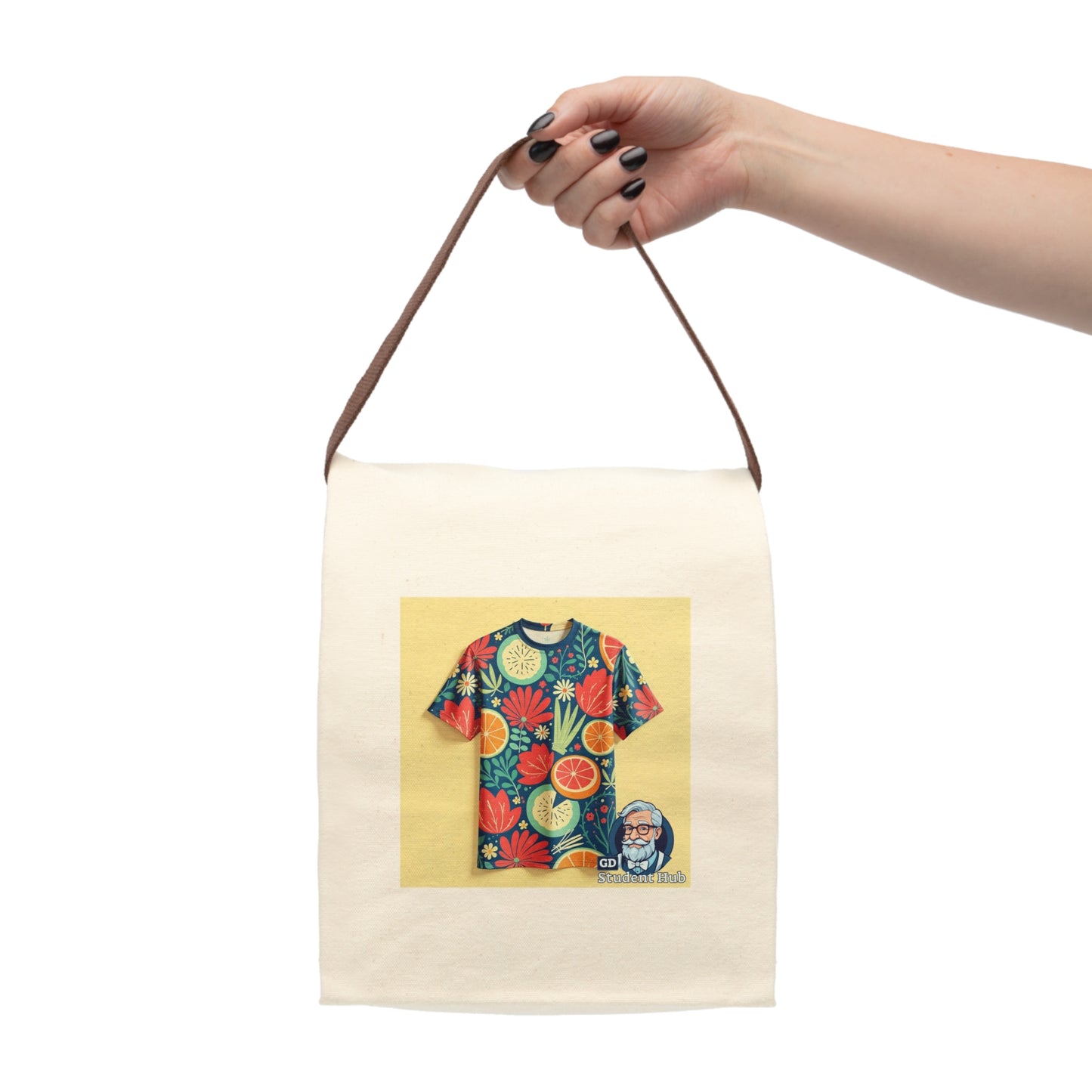 Retro Vibes: Canvas Lunch Bag with Strap
