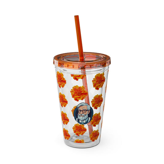 Aesthetic Insulated Tumbler with Straw – 16oz Travel Cup for Trendy Sipping