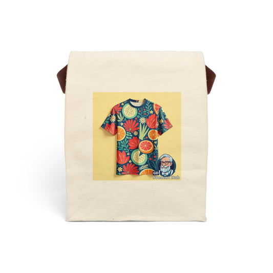 Retro Vibes: Canvas Lunch Bag with Strap